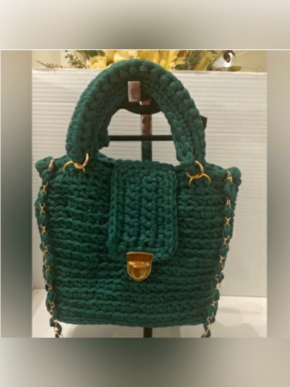 Handmade Green Crocheted Handbag